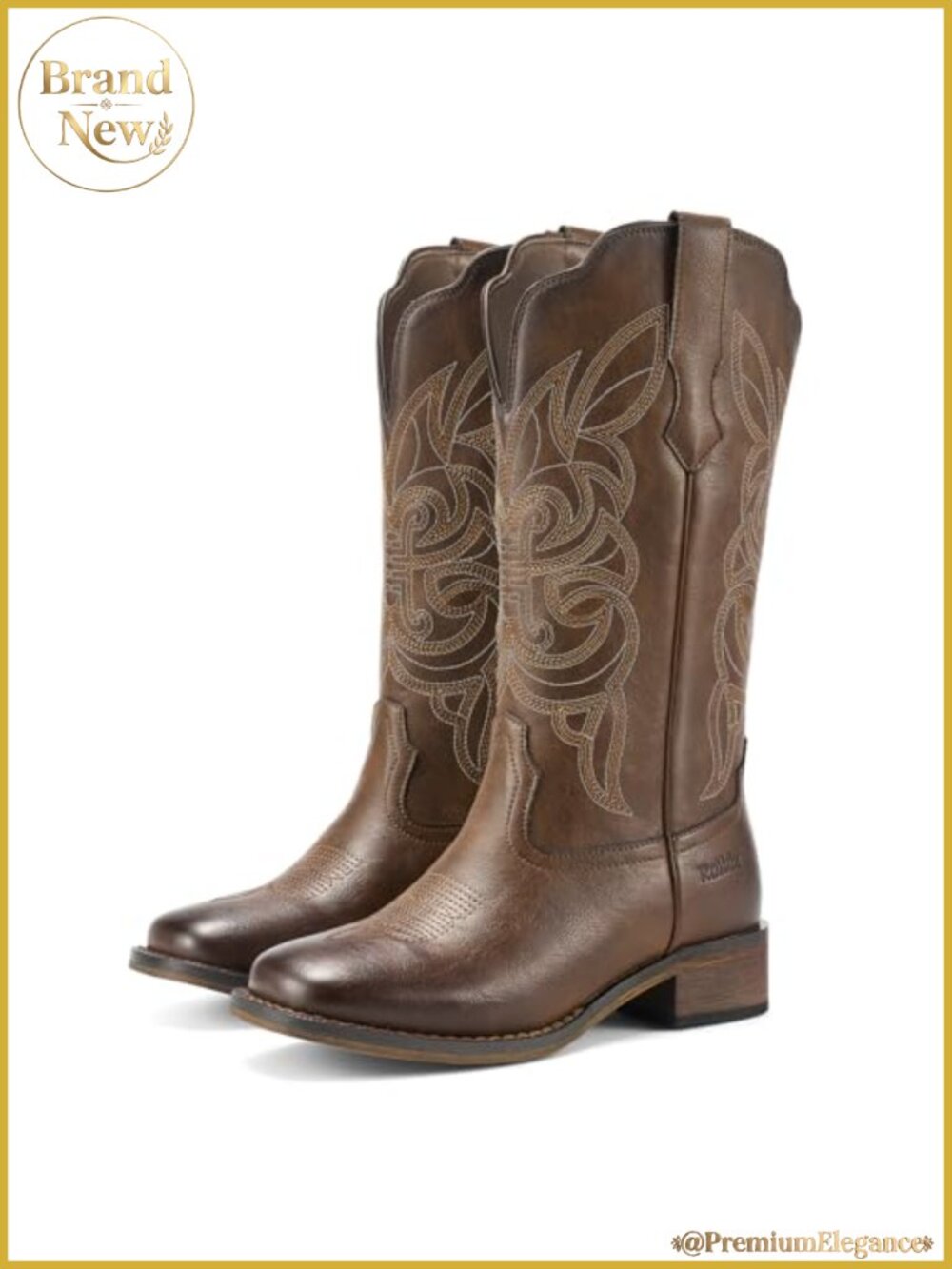 Vintage Western Women's Square Toe Mid Calf Cowgirl Boots